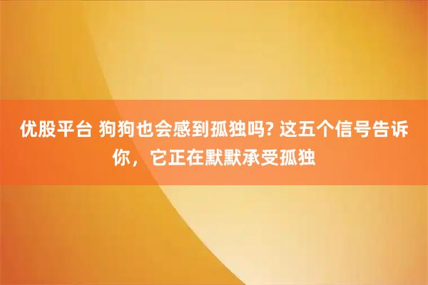 优股平台 狗狗也会感到孤独吗? 这五个信号告诉你，它正在默默承受孤独